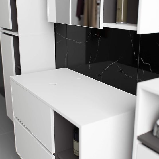 KOUPELNOVÁ SKŘÍŇKA POD UMYVADLO S OTVORY VAMI W90 UM 2SZ 2P BÍLÁ / GRAFITOVÁ ŠEDÁ