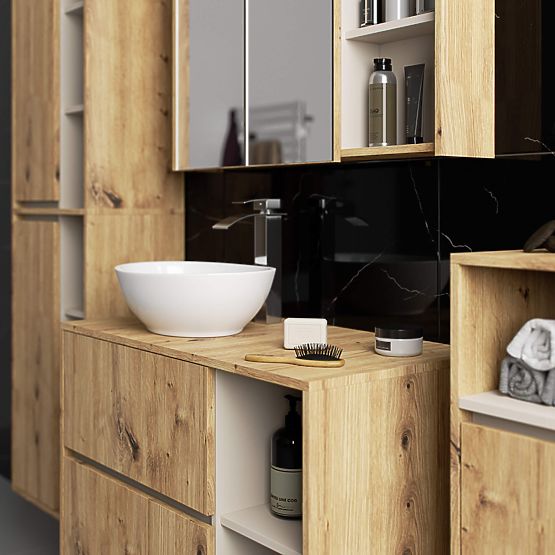 KOUPELNOVÁ SKŘÍŇKA POD UMYVADLO S OTVORY VAMI W90 UM 2SZ 2P DUB ARTISAN / KAŠMÍR