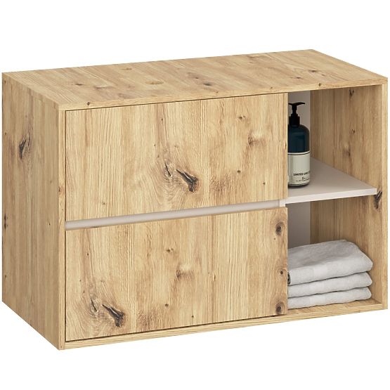 KOUPELNOVÁ SKŘÍŇKA POD UMYVADLO S OTVORY VAMI W90 UM 2SZ 2P DUB ARTISAN / KAŠMÍR