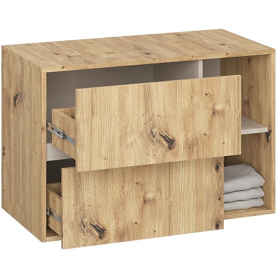 KOUPELNOVÁ SKŘÍŇKA POD UMYVADLO S OTVORY VAMI W90 UM 2SZ 2P DUB ARTISAN / KAŠMÍR