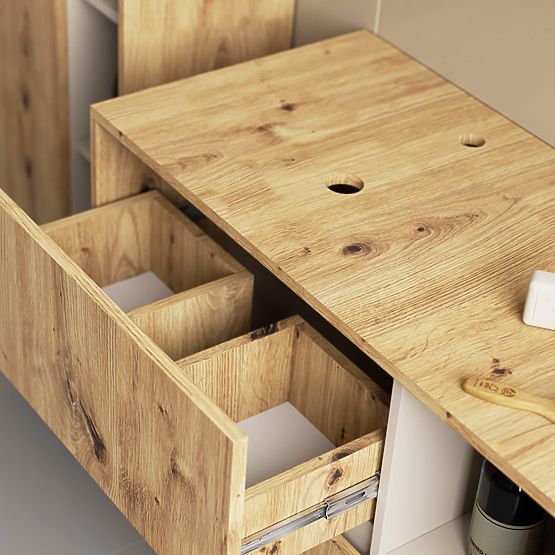 KOUPELNOVÁ SKŘÍŇKA POD UMYVADLO S OTVORY VAMI W90 UM 2SZ 2P DUB ARTISAN / KAŠMÍR