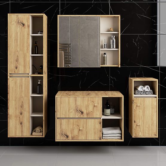 KOUPELNOVÁ SKŘÍŇKA POD UMYVADLO S OTVORY VAMI W90 UM 2SZ 2P DUB ARTISAN / KAŠMÍR