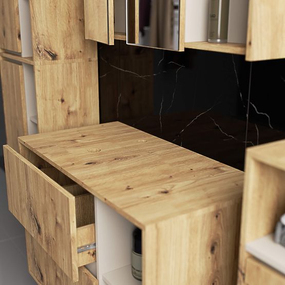 KOUPELNOVÁ SKŘÍŇKA POD UMYVADLO S OTVORY VAMI W90 UM 2SZ 2P DUB ARTISAN / KAŠMÍR