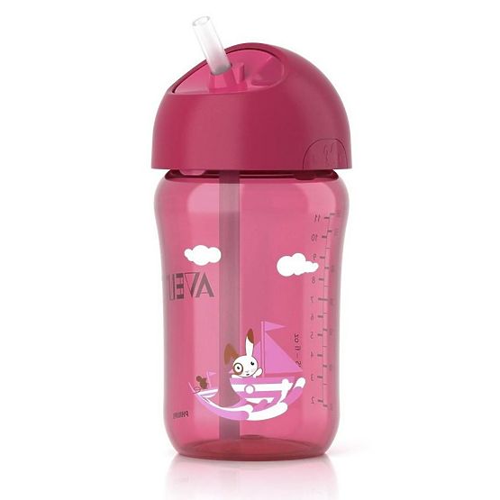 Kouzelný hrneček s brčkem Avent růžový 340 ml