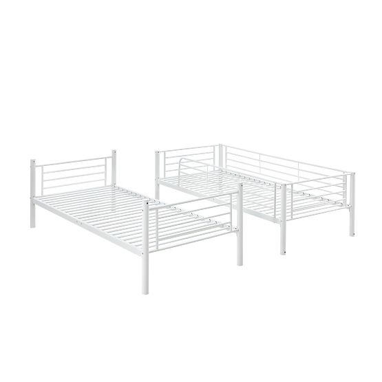 Kovová dvoupatrová postel BUNKY 200x90 cm - bílá