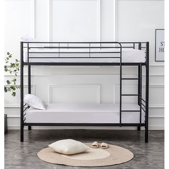 Dvoupatrová kovová postel BUNKY 200x90 cm - černá