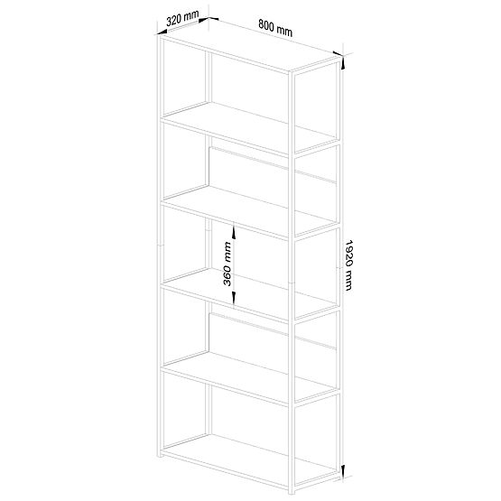 Kovový loftový regál 80 cm - bílý-dub sonoma - 6 polic