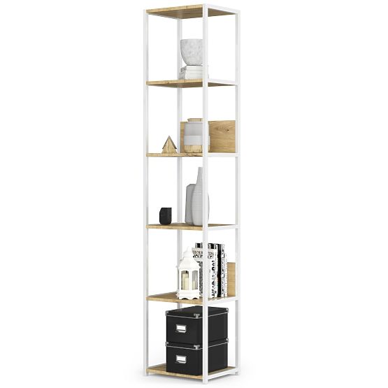 KOVOVÝ REGÁL LOFT 400 BÍLÝ/DUB ARTISAN