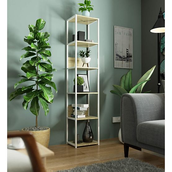 KOVOVÝ REGÁL LOFT 400 BÍLÝ/DUB ARTISAN