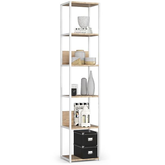 KOVOVÝ REGÁL LOFT 400 BÍLÝ/DUB SONOMA