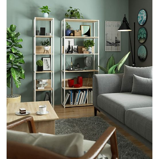 KOVOVÝ REGÁL LOFT 400 BÍLÝ/DUB SONOMA