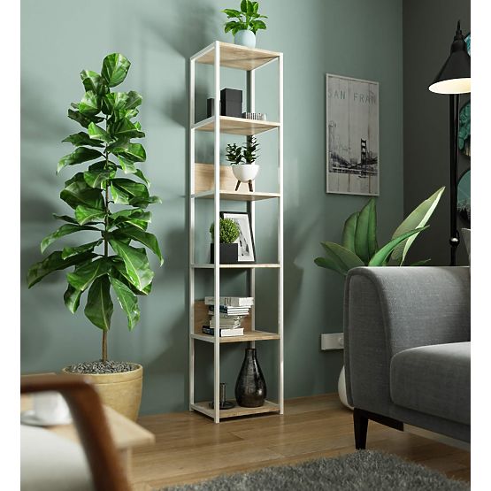 KOVOVÝ REGÁL LOFT 400 BÍLÝ/DUB SONOMA