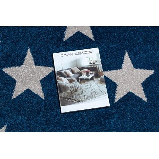 Kulatý koberec SKETCH - FA68  Marocký  jetel, Mříž, modro bílý - Hvězdy