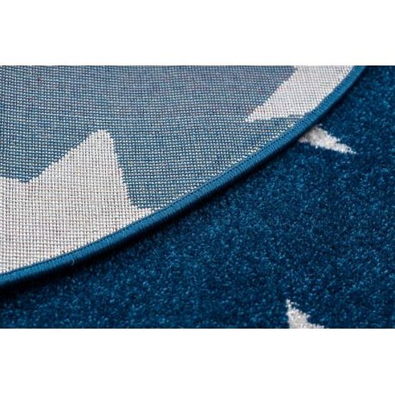 Kulatý koberec SKETCH - FA68  Marocký  jetel, Mříž, modro bílý - Hvězdy