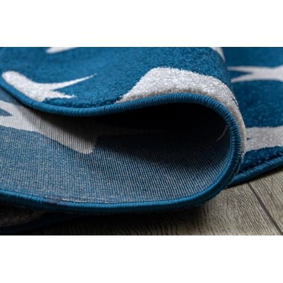 Kulatý koberec SKETCH - FA68  Marocký  jetel, Mříž, modro bílý - Hvězdy