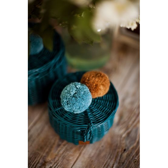 LILU Proutěný košík tyrkysový