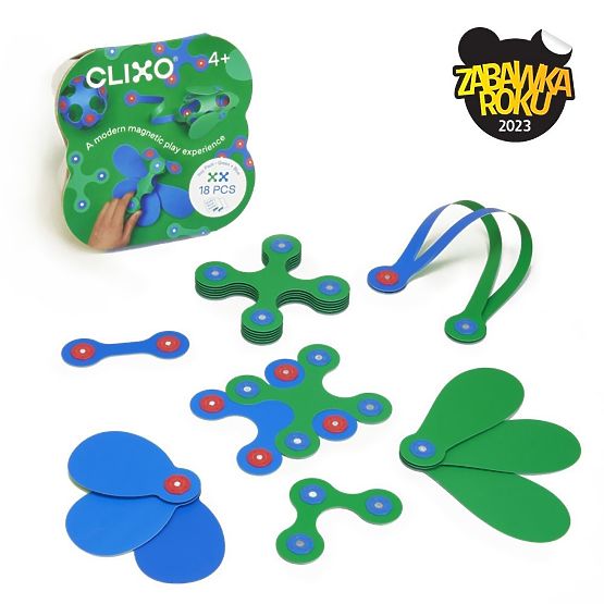 Magnetická skládačka Clixo Itsy, Zeleno-Modrá