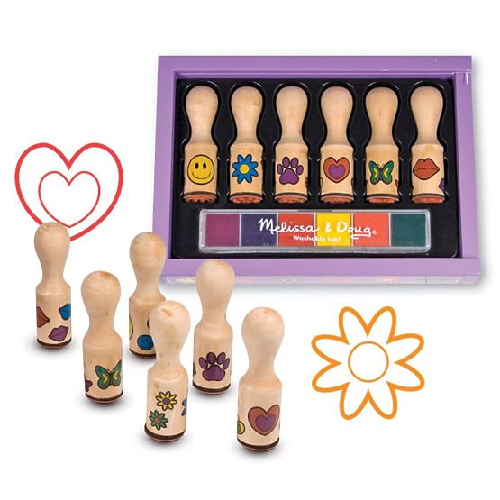 Melissa & Doug sada dřevěných razítek - 6 ks