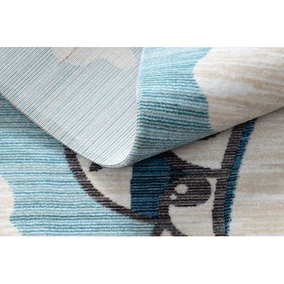 Moderní dětský koberec TOYS 75320 LETADLO, 3D fekt, nepravidelný tvar, modrá, tyrkysová, krémová