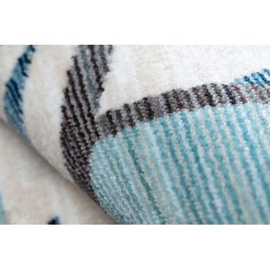 Moderní dětský koberec TOYS 75320 LETADLO, 3D fekt, nepravidelný tvar, modrá, tyrkysová, krémová