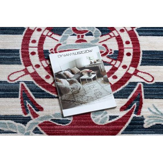 Moderní dětský koberec TOYS 75324 KOTVA, nepravidelný tvar, krémová, tyrkysová, tmavě modrá