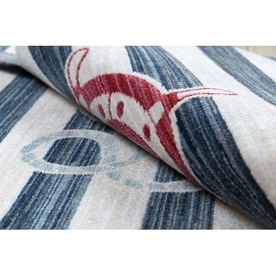 Moderní dětský koberec TOYS 75324 KOTVA, nepravidelný tvar, krémová, tyrkysová, tmavě modrá