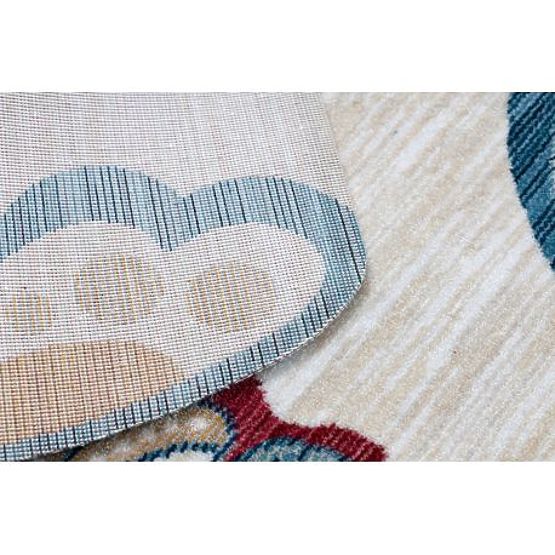 Moderní dětský koberec TOYS 75326 MOTÝL, nepravidelný tvar, krémová, červená fuchsie