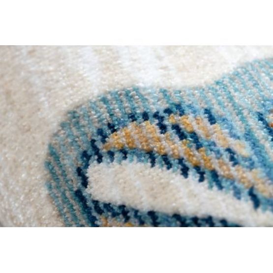 Moderní dětský koberec TOYS 75326 MOTÝL, nepravidelný tvar, krémová, červená fuchsie