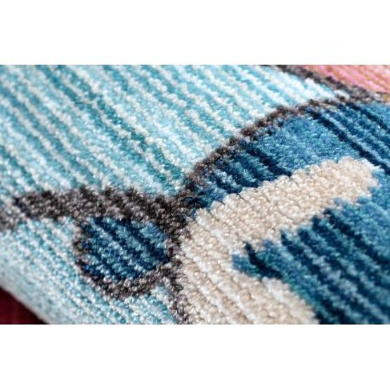 Moderní dětský koberec TOYS 75328 KLAUN, nepravidelný tvar, modrá, tyrkysová, červená fuchsie