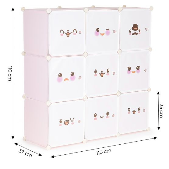 Modulární dětská skříň s regály 9 polic