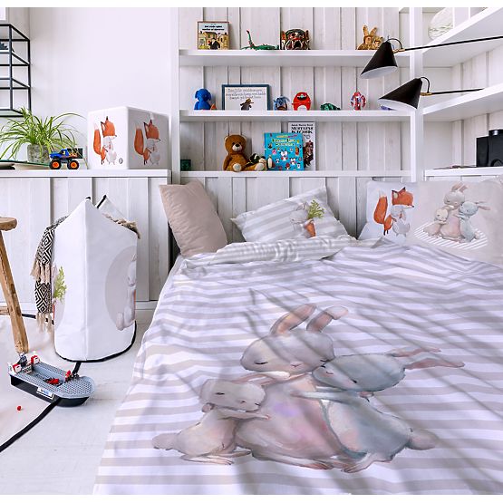 Mr. Little Fox Povlečení Lesní škola - Zajíčci - 100 x 130 cm + 60 x 40 cm