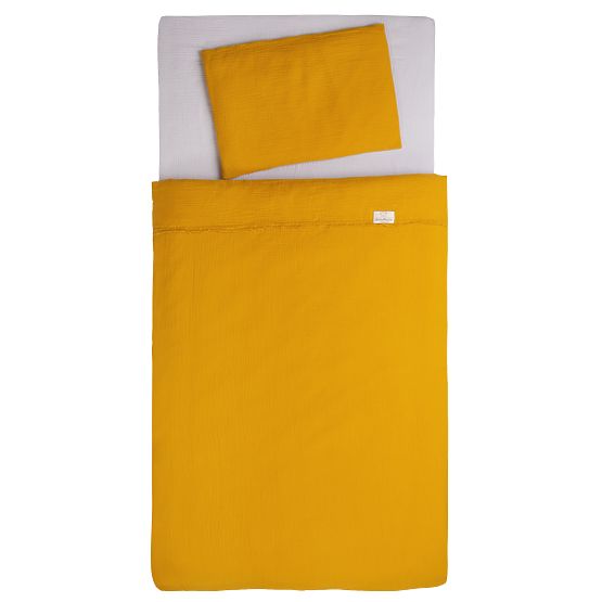 Mušelínová dečka a polštářek s výplní 100x135 + 40x60 - hořčicová
