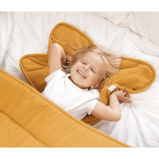 Mušelínová dečka a polštářek s výplní 100x135 + 40x60 - hořčicová