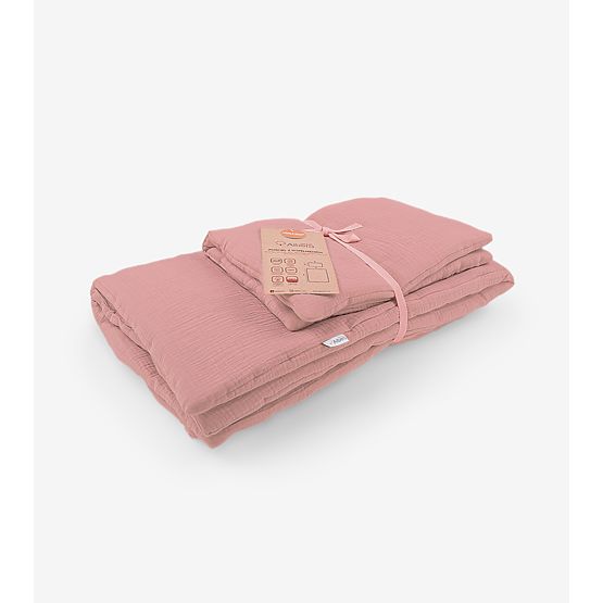 Mušelínové povlečení s výplní Hawaii 120x80 cm + 40x60 cm - růžové 