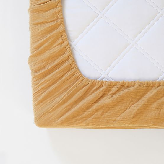 Mušelínové prostěradlo Ourbaby 200x90 cm - hořčicové