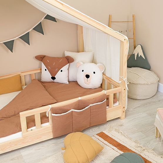 Mušelínový polštářek Ourbaby Ø 35 cm Medvěd - ecru