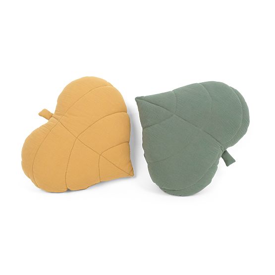 Mušelínový polštářek Ourbaby 38x35 cm List - hořčicový