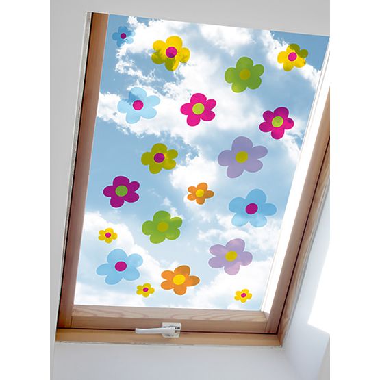Nálepky na okno - Kytičky barevné - 0,3 m2