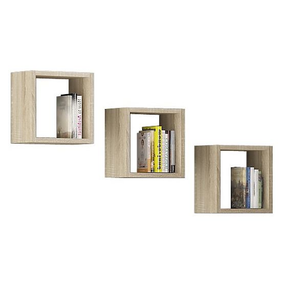 NÁSTĚNNÁ POLICE K 25x25cm SADA 3ks DUB SONOMA