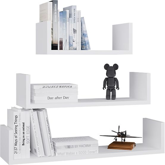 Nástěnná Závěsná Police MOBI 3P BÍLÁ