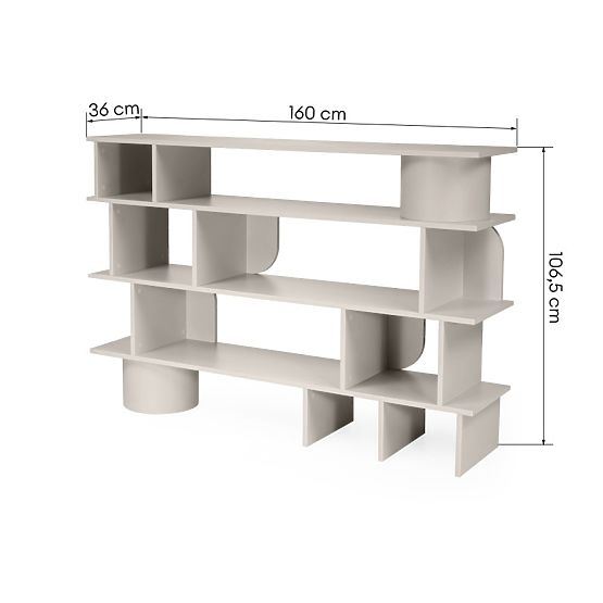 Nízký regál Rangali, kašmírový, zaoblený