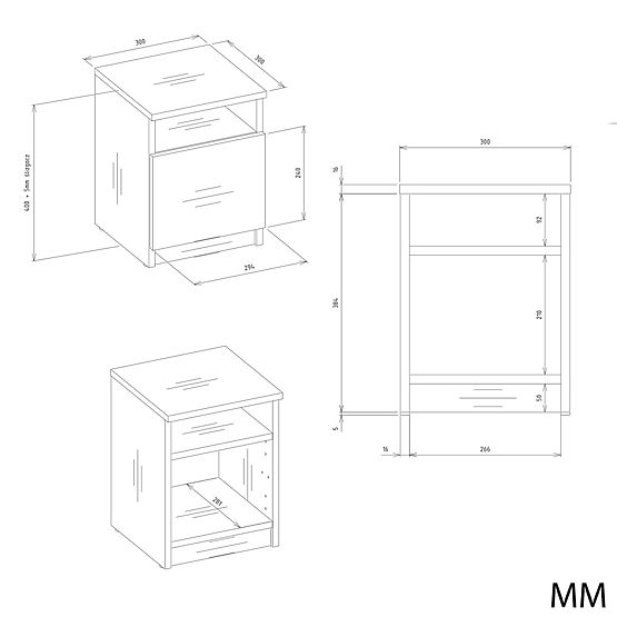 Noční stolek GALAX 30/1D BÍLÁ-ARTISAN