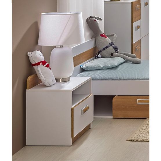 Noční stolek L12 - bílá / dub nash