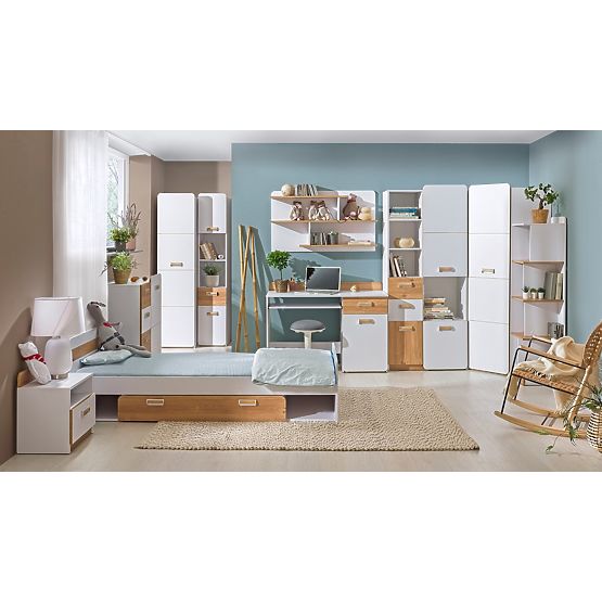 Noční stolek L12 - bílá / dub nash