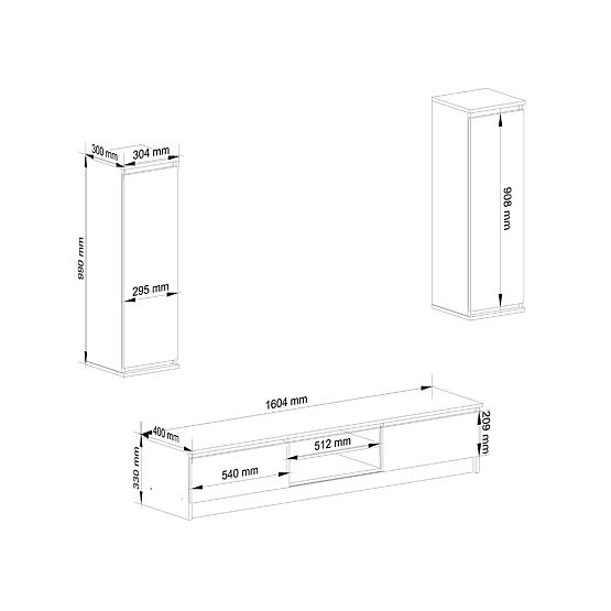 Obývací stěna CLP - sada nábytku vitrína + bílá TV skříňka