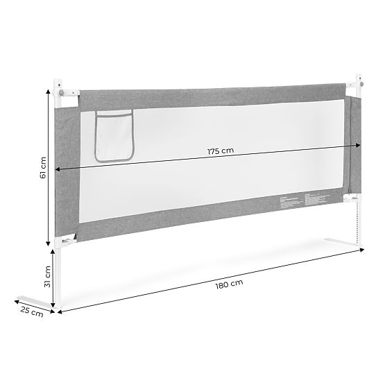 Ochranná zábrana na postel 180 cm ochrana pro děti ECOTOYS