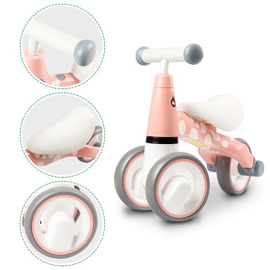 Odrážedlo Mini - růžové s bílými puntíky