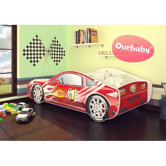 Ourbaby dětská postel Autíčko + matrace zdarma