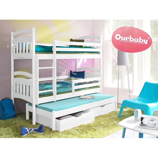 Ourbaby patrová postel s přistýlkou Marco III - Bílá