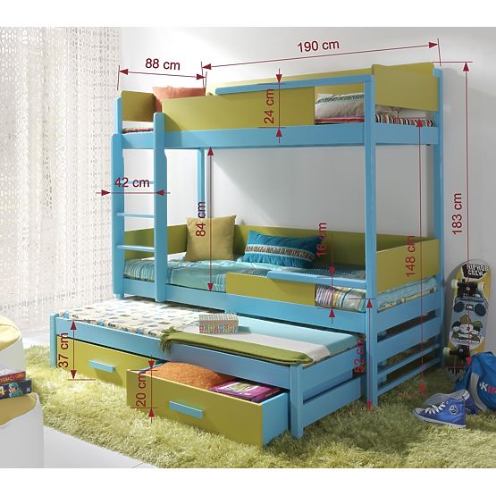 Ourbaby patrová postel s přistýlkou Quatro - dub sonoma-bilá